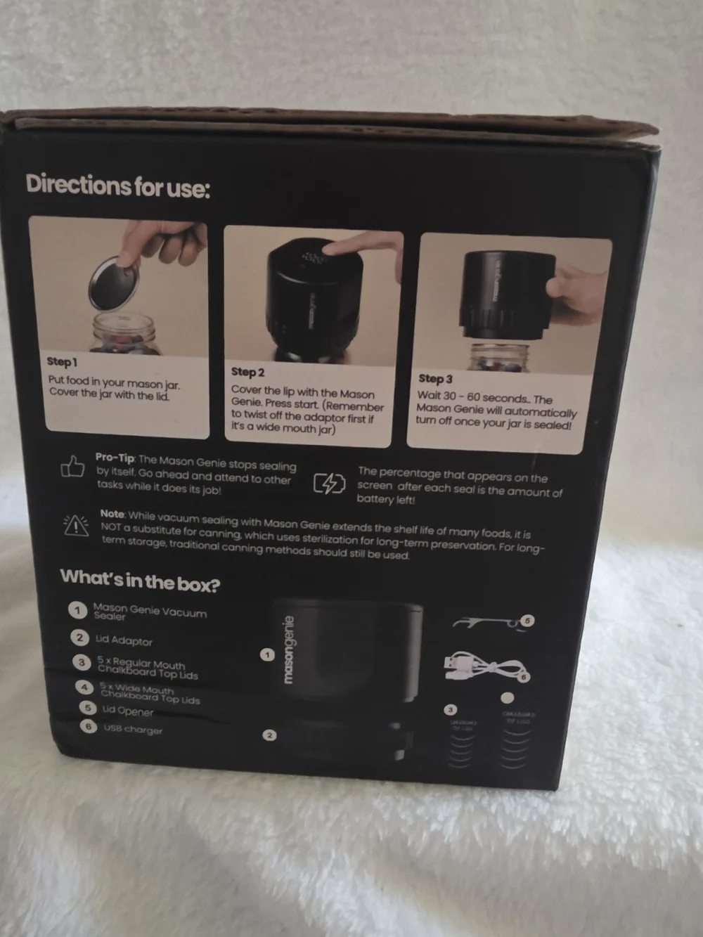 NIB Mason Genie Electric Mason Jar Vacuum Sealer Kit
